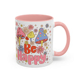 Be Happy Floral Mug