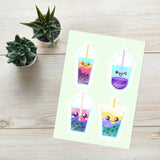 Rainbow Boba Smiles Sticker Sheet