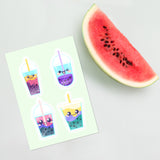 Rainbow Boba Smiles Sticker Sheet