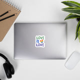 Love Is Love Kiss Cut Sticker- Green Blue Purple