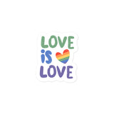 Love Is Love Kiss Cut Sticker- Green Blue Purple