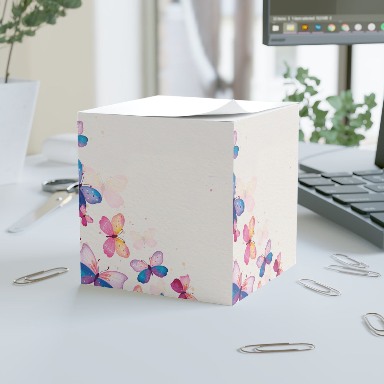 Colorful Butterfly Note Cube