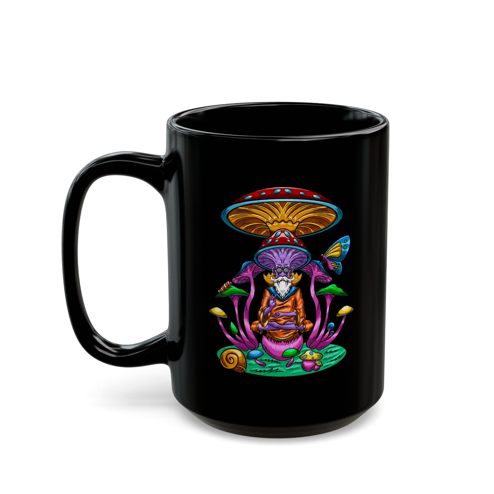 Hippie Trippy Buddha Black Mug