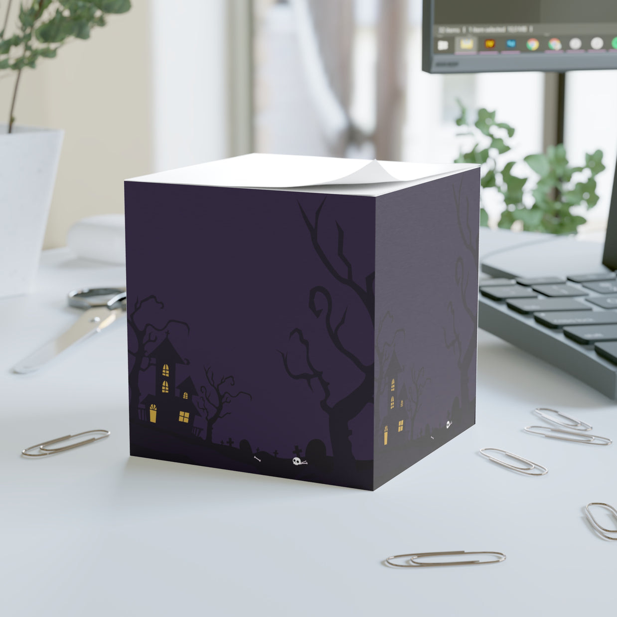 Haunted Graveyard Sticky Note Cube