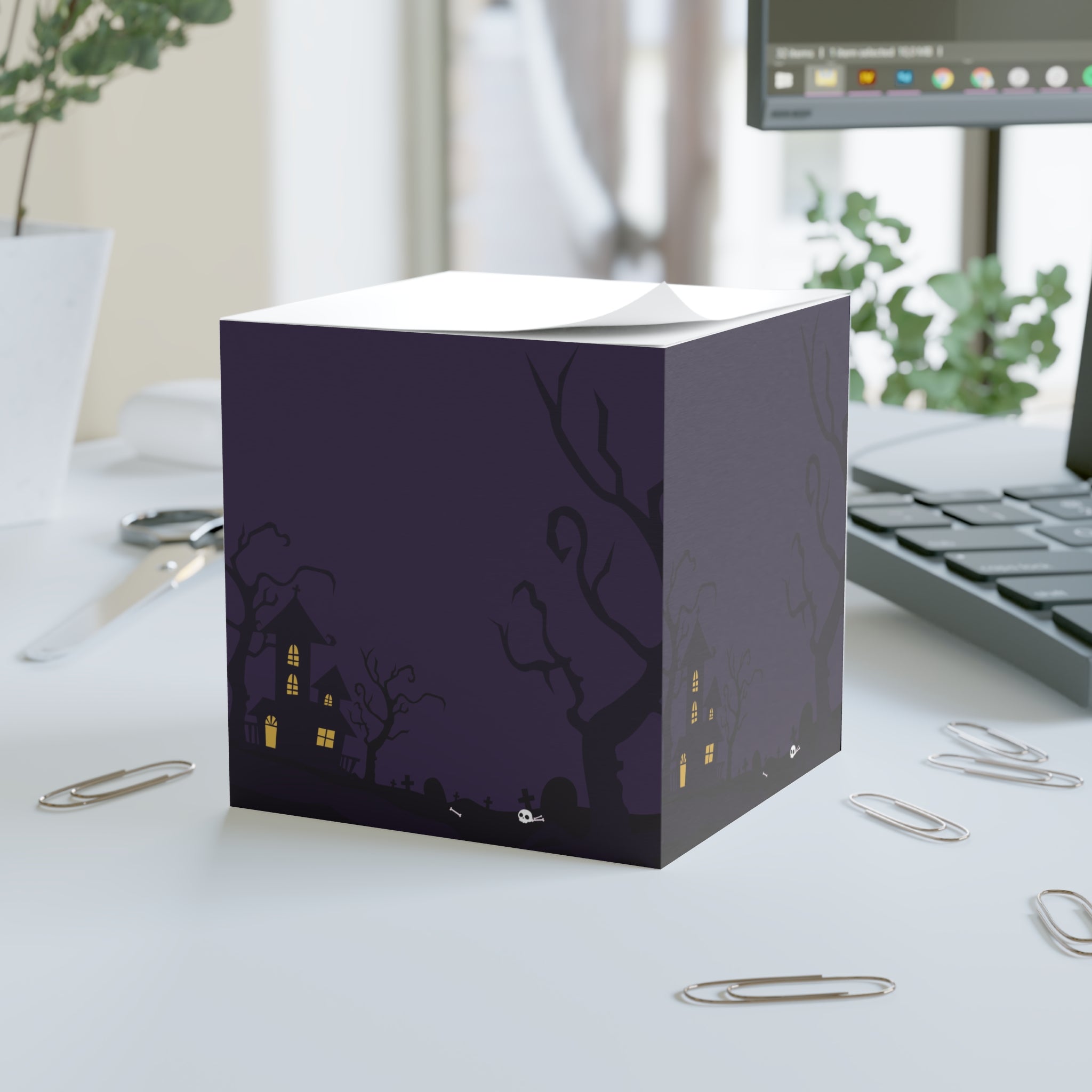 Haunted Graveyard Sticky Note Cube