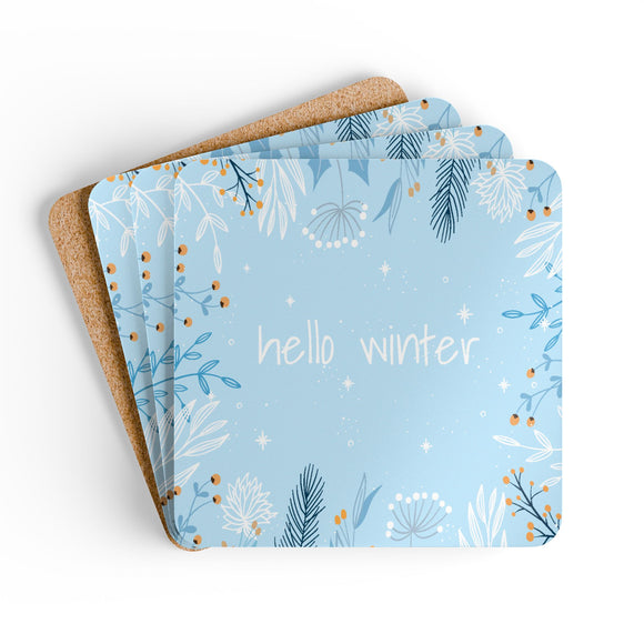 Icy Sprigs Cork Coaster Set