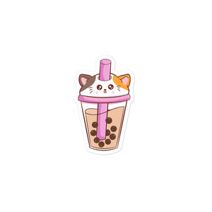 Cat Boba Cup Kiss Cut Sticker