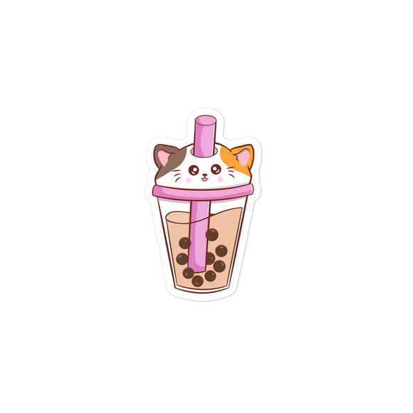 Cat Boba Cup Kiss Cut Sticker