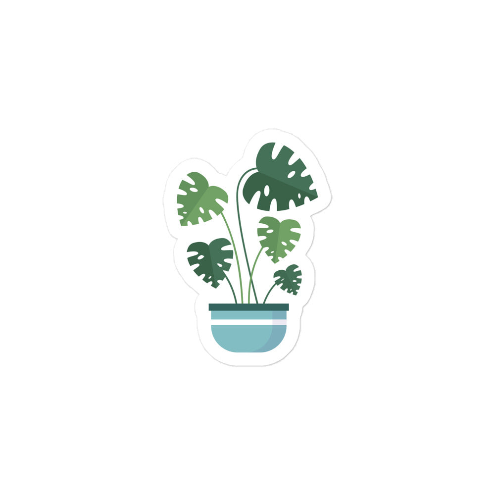 Potted Monstera Plant Kiss Cut Sticker