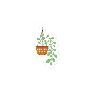 Hanging Potted Plant Kiss Cut Sticker