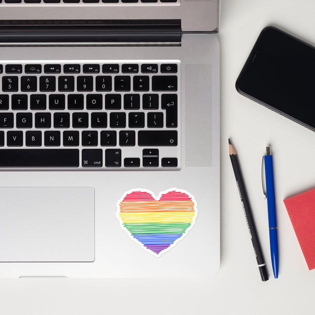 Rainbow Doodle Heart Kiss Cut Sticker