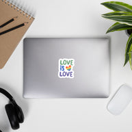 Love Is Love Kiss Cut Sticker- Green Blue Purple
