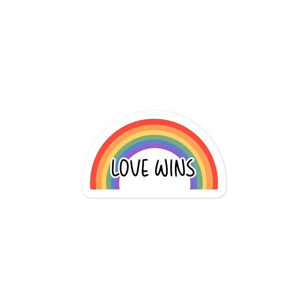 Love Wins Rainbow Kiss Cut Sticker