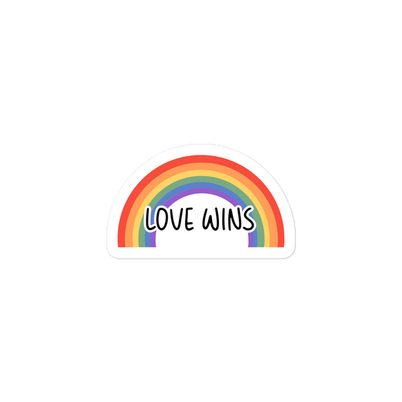 Love Wins Rainbow Kiss Cut Sticker