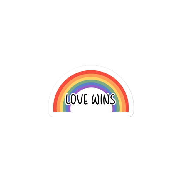 Love Wins Rainbow Kiss Cut Sticker