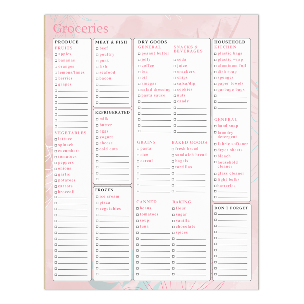 Grocery List Notepad