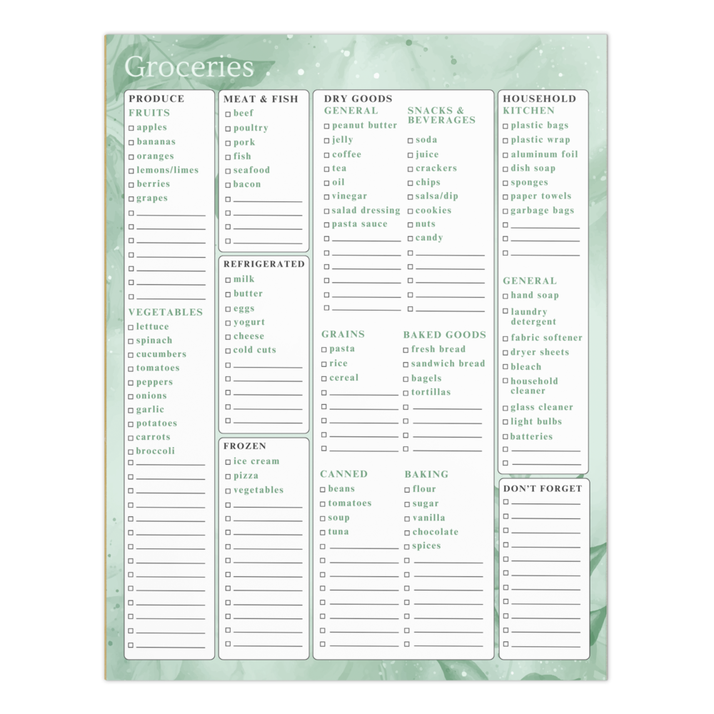 Grocery List Notepad