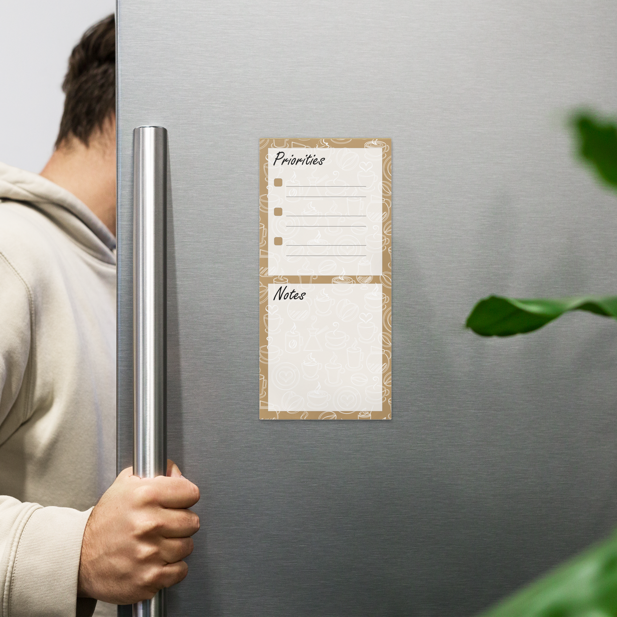 Caffeine Doodles Magnetic Notepad (Brown)