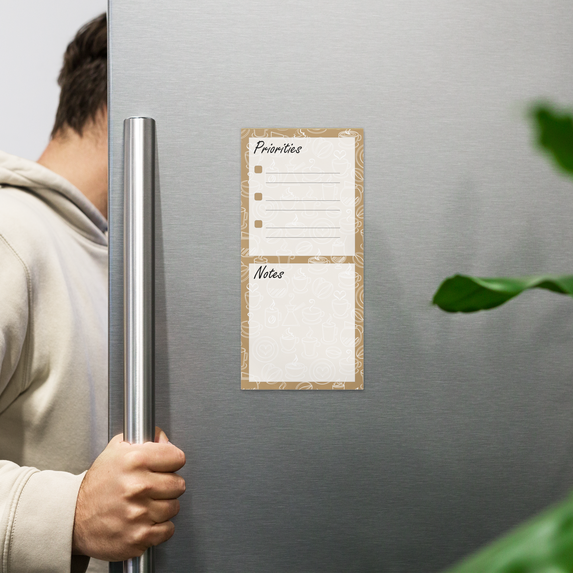 Caffeine Doodles Magnetic Notepad (Brown)