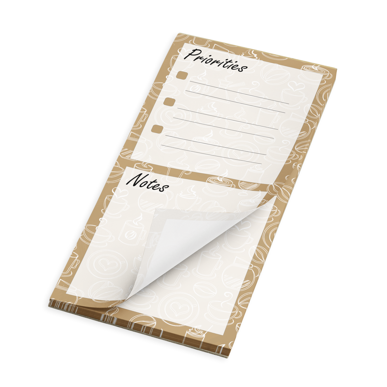 Caffeine Doodles Magnetic Notepad (Brown)