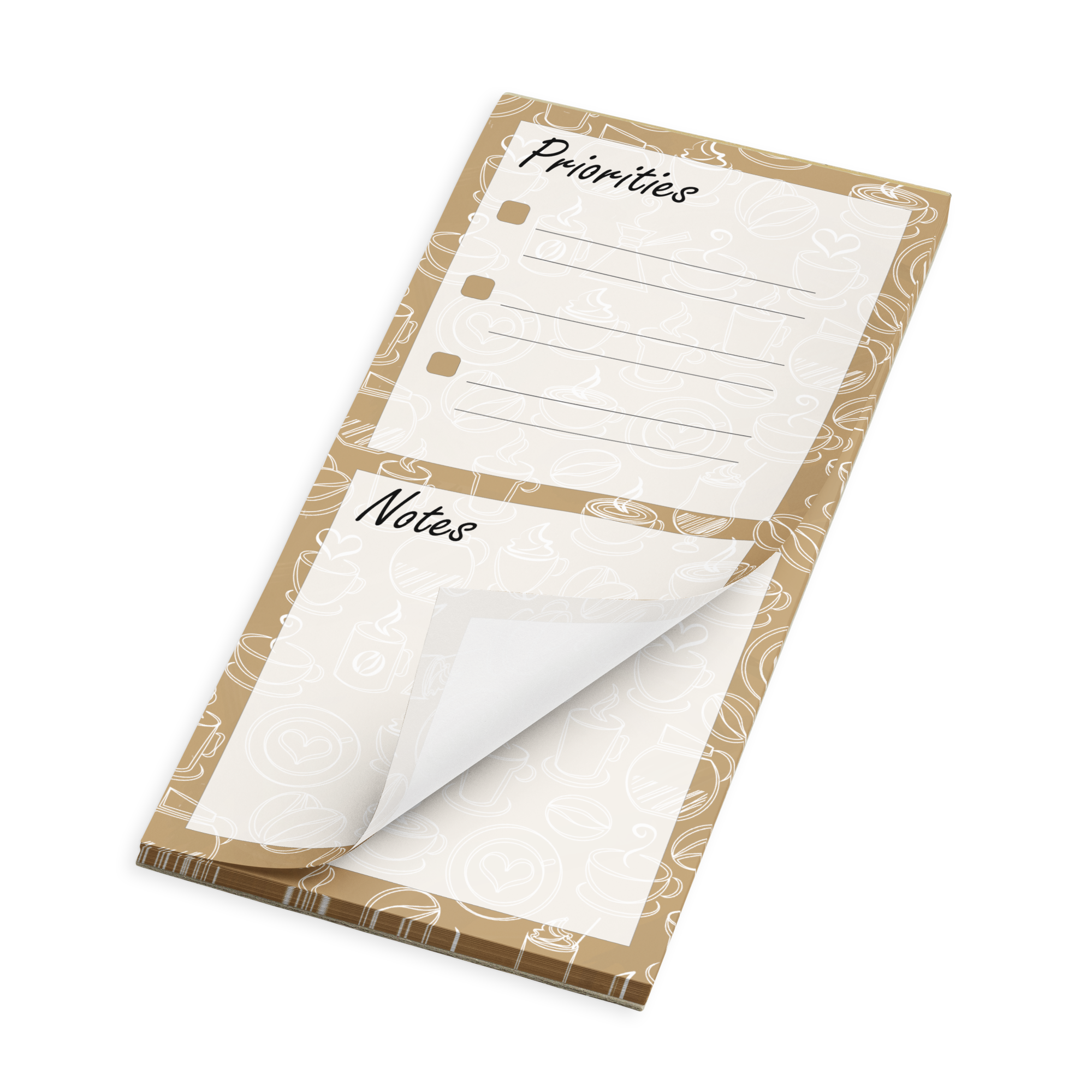 Caffeine Doodles Magnetic Notepad (Brown)