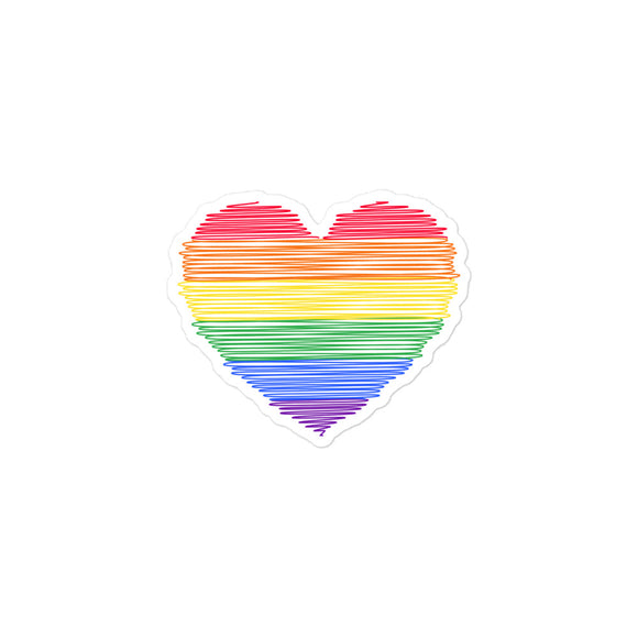 Rainbow Doodle Heart Kiss Cut Sticker