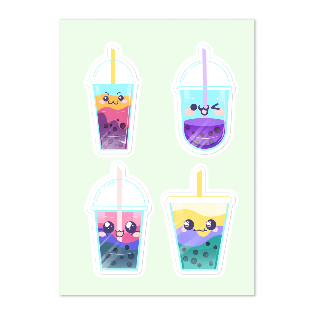 Rainbow Boba Smiles Sticker Sheet