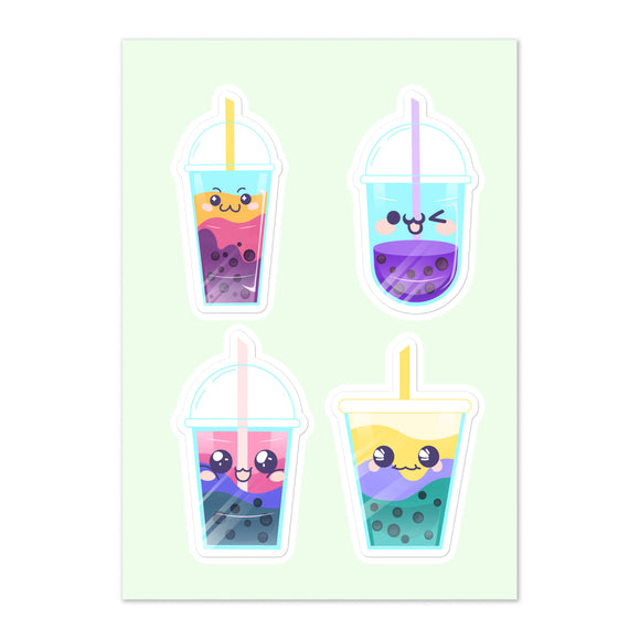 Rainbow Boba Smiles Sticker Sheet